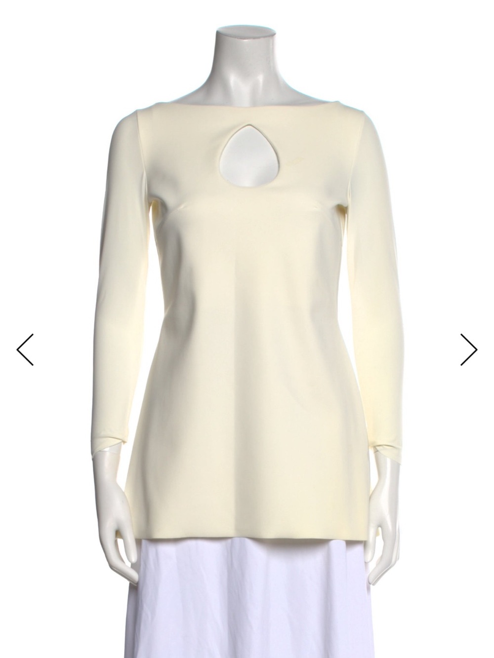 Women's Cream Long-Sleeve Tunic with Front Keyhole